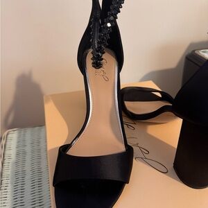 Jewel Badgley Mischka Black Satin Heels